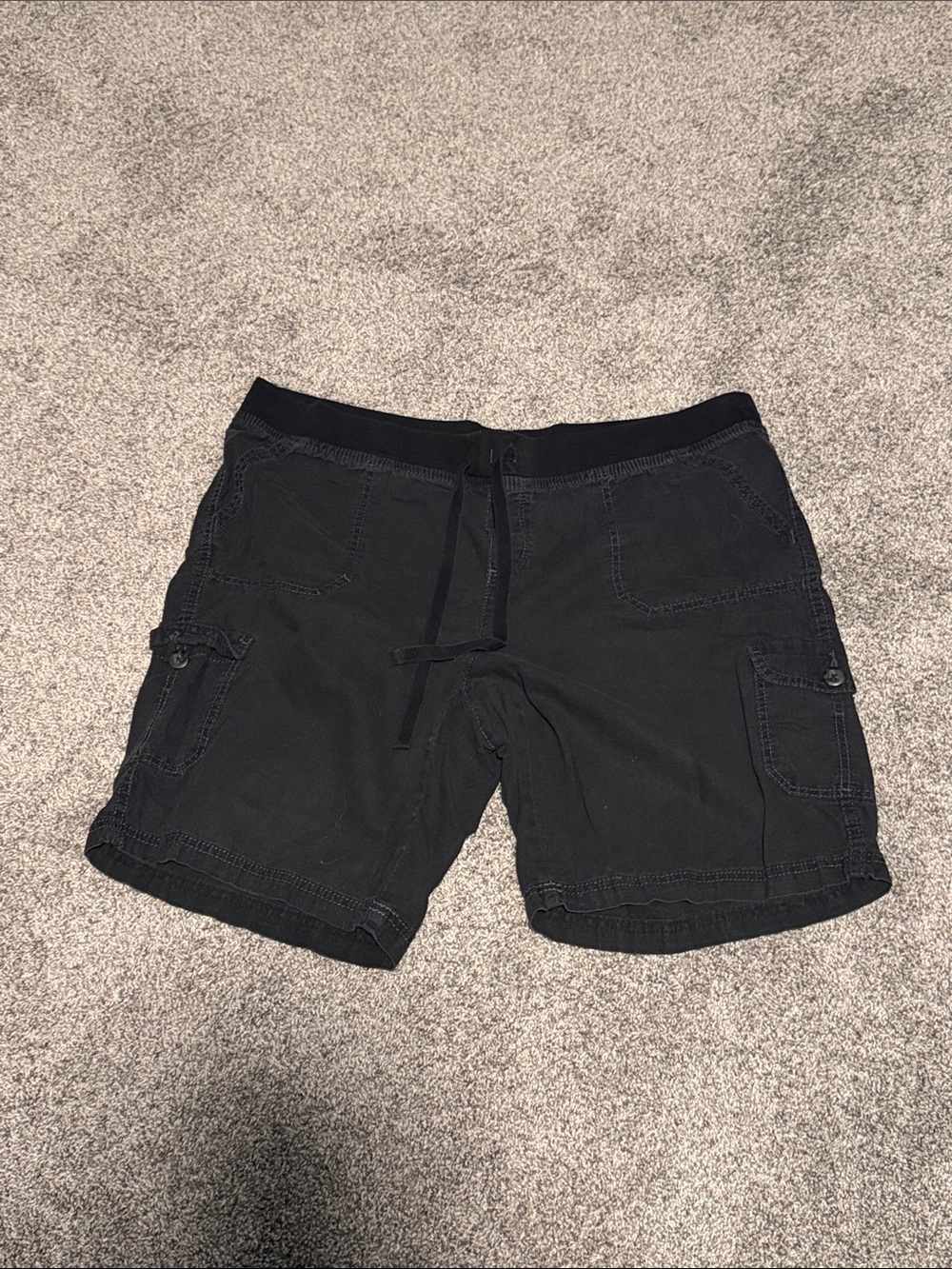 Men's Black Cargo Drawstring Shorts
